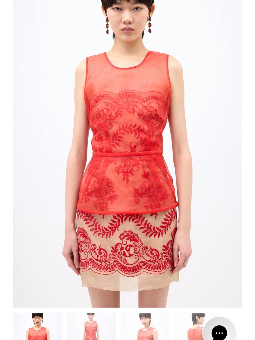 Stella McCartney Red and Nude Embroidered Mini Dress